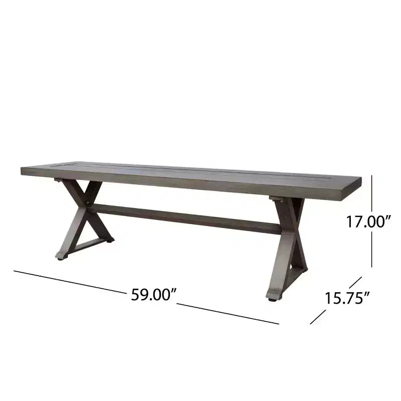 Banc de salle à manger moderne Lamphere Rectangle en aluminium gris foncé - Christopher Knight Home : Résistant aux intempéries, sièges de patio