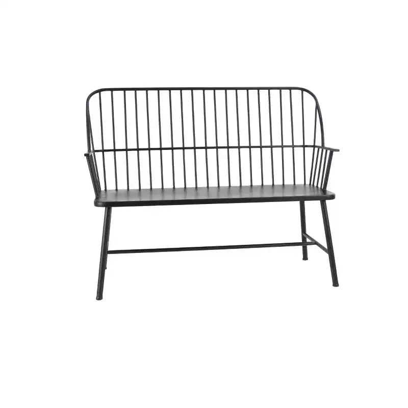 Traditional Outdoor Patio Bench - Black - Olivia & May: Weather-Resistant Iron Garden Seating for 2