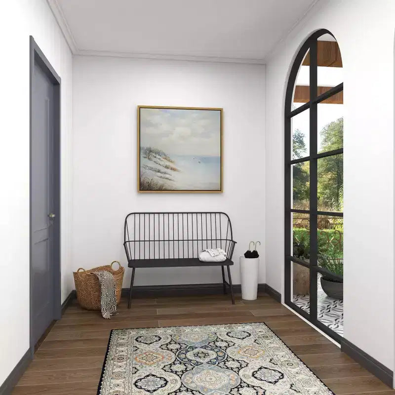 Banc de patio extérieur traditionnel – Noir – Olivia & May : Siège de jardin en fer résistant aux intempéries pour 2 personnes