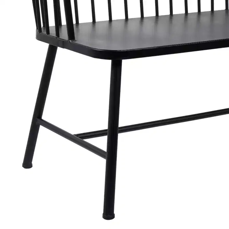 Banc de patio extérieur traditionnel – Noir – Olivia & May : Siège de jardin en fer résistant aux intempéries pour 2 personnes