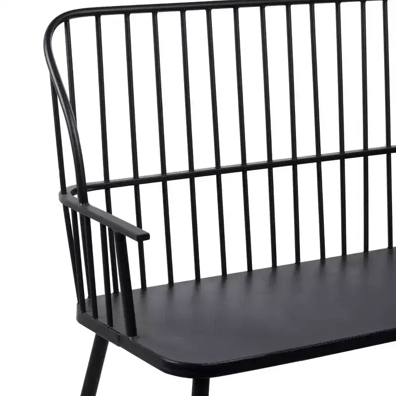 Banc de patio extérieur traditionnel – Noir – Olivia & May : Siège de jardin en fer résistant aux intempéries pour 2 personnes