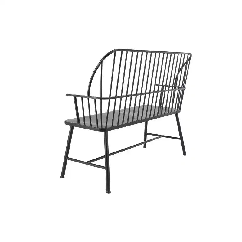 Banc de patio extérieur traditionnel – Noir – Olivia & May : Siège de jardin en fer résistant aux intempéries pour 2 personnes