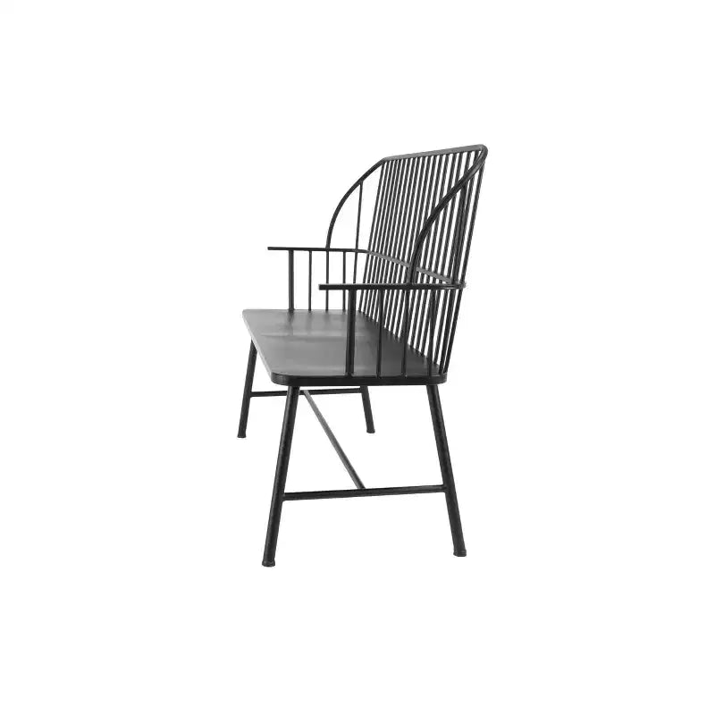 Banc de patio extérieur traditionnel – Noir – Olivia & May : Siège de jardin en fer résistant aux intempéries pour 2 personnes