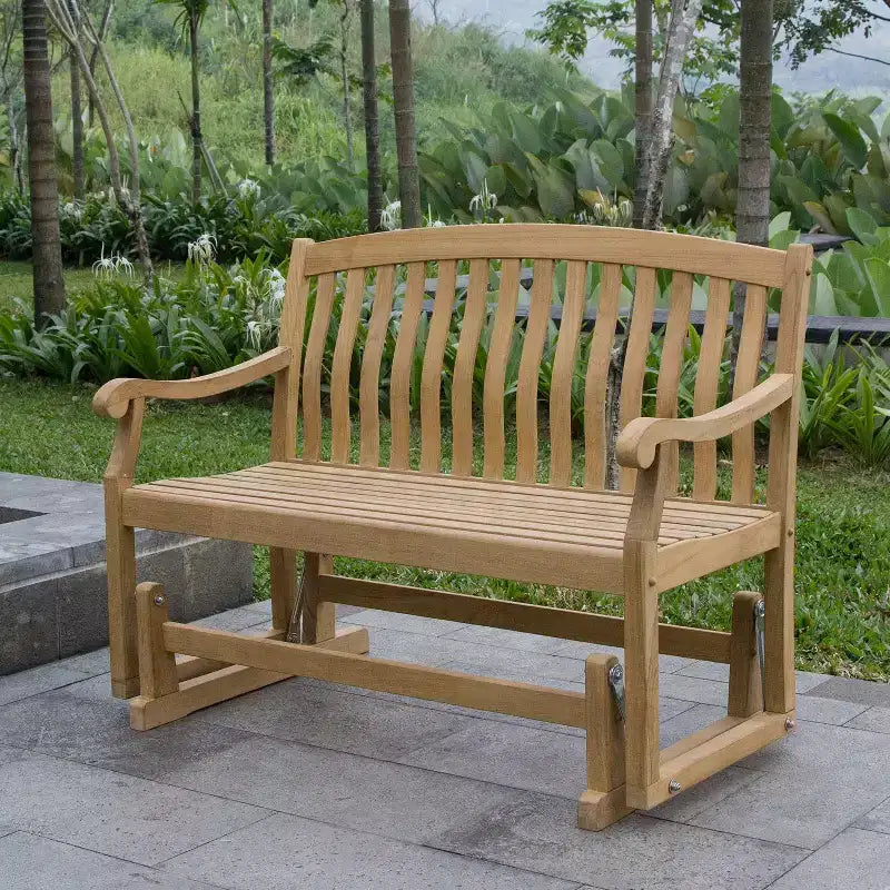Banc à bascule en teck Sonoma Lane Gresham - Mobilier de patio 2 places résistant aux intempéries