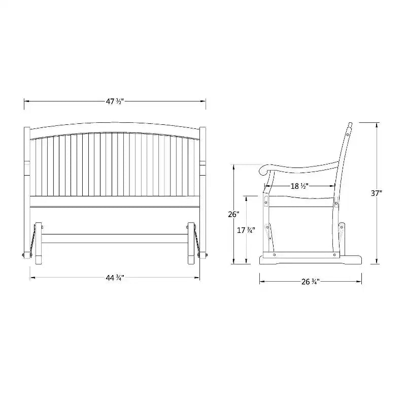 Banc à bascule en teck Sonoma Lane Gresham - Mobilier de patio 2 places résistant aux intempéries