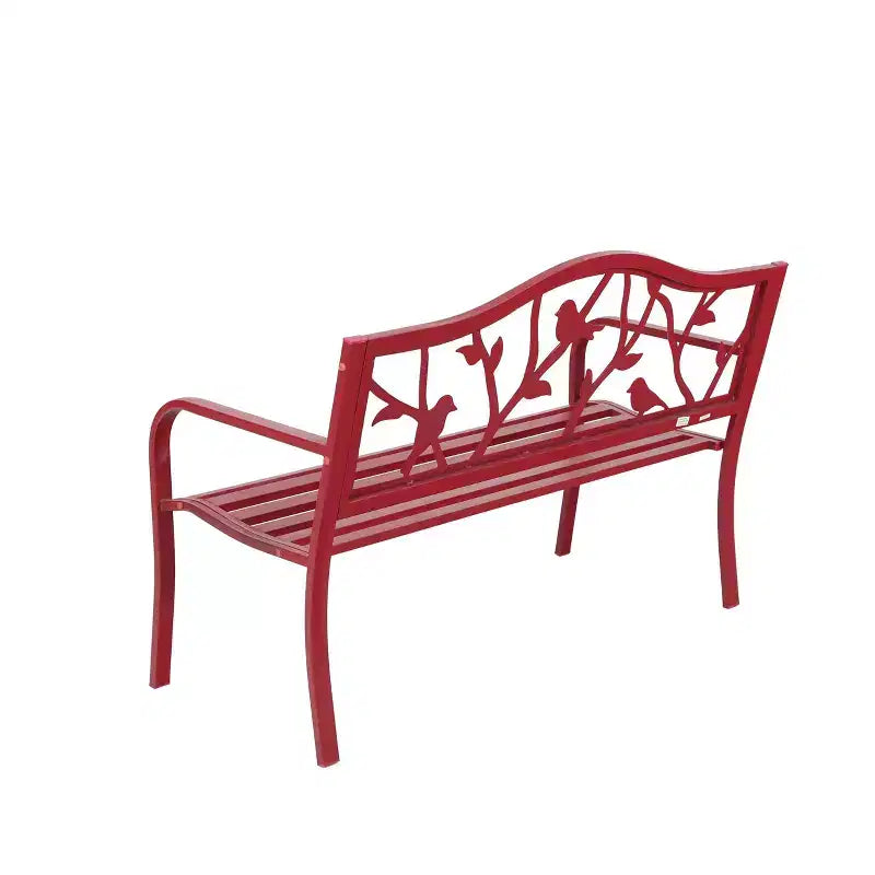 Banc de patio en métal avec cadre en acier - Rouge - Captiva Designs : Causeuse de jardin résistante aux intempéries