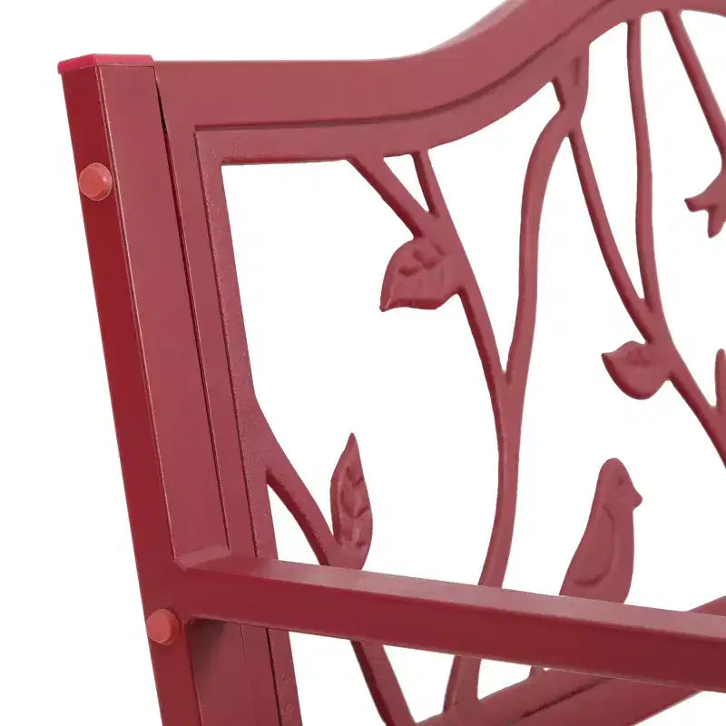 Banc de patio en métal avec cadre en acier - Rouge - Captiva Designs : Causeuse de jardin résistante aux intempéries