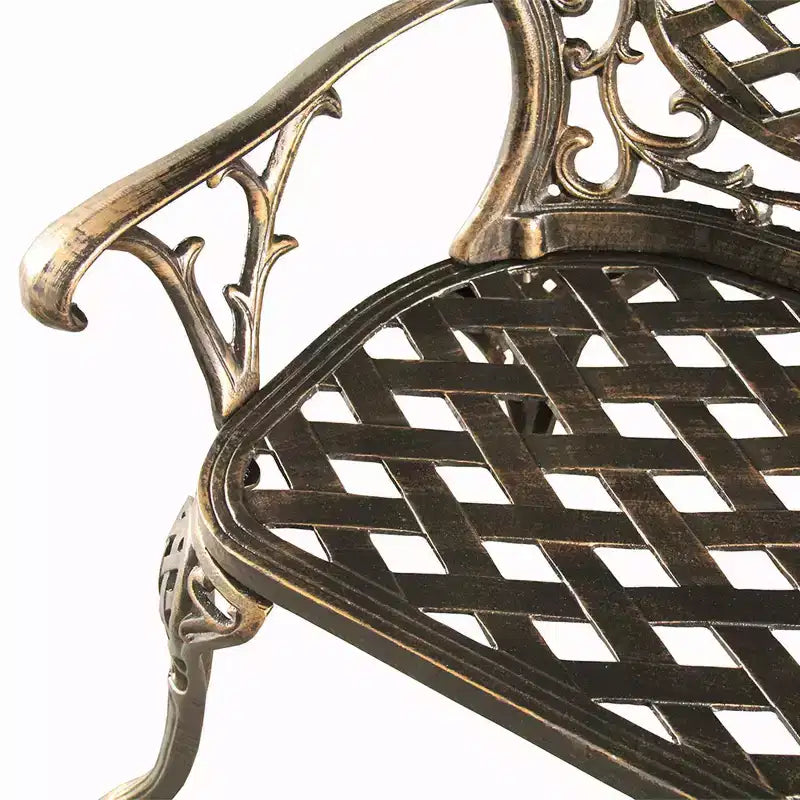Banc de patio traditionnel orné en aluminium – Bronze – Oakland Living : Causeuse en fonte d'aluminium pour porche ou jardin