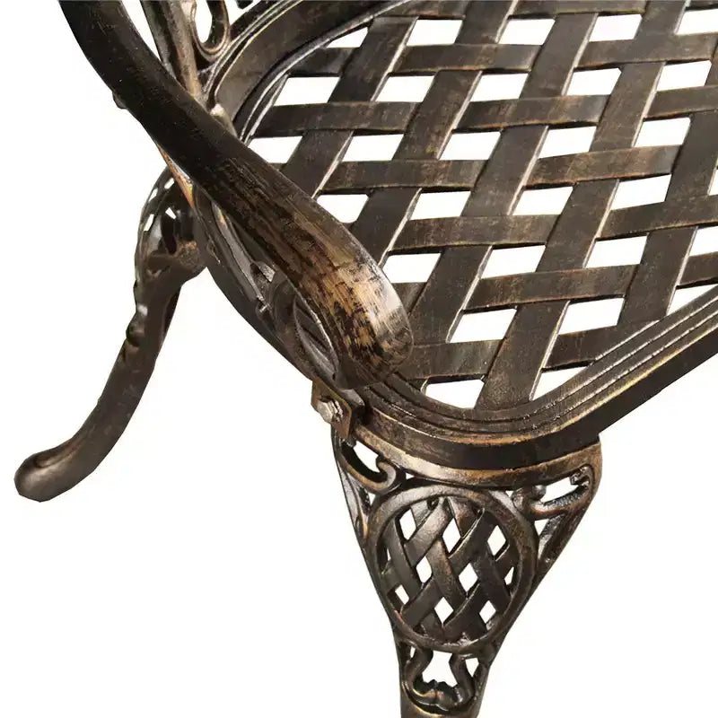 Banc de patio traditionnel orné en aluminium – Bronze – Oakland Living : Causeuse en fonte d'aluminium pour porche ou jardin
