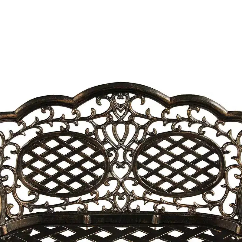 Banc de patio traditionnel orné en aluminium – Bronze – Oakland Living : Causeuse en fonte d'aluminium pour porche ou jardin