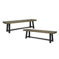 Christopher Knight Home 2pc Raphael Outdoor Bench Acacia Wood Sandblasted Gray/Black