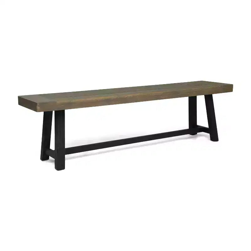 Christopher Knight Home Banc d'extérieur Raphael 2 places en bois d'acacia gris sablé/noir