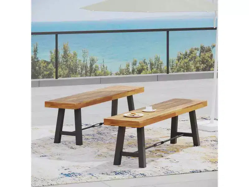 Christopher Knight Home – Bancs de salle à manger d'extérieur Catriona en bois d'acacia, 2 pièces