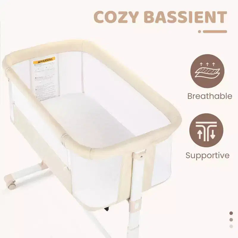 Berceau pour bébé avec roulettes 鈥?Beige / Gris / Rose, Cododo, pour 1 bébé