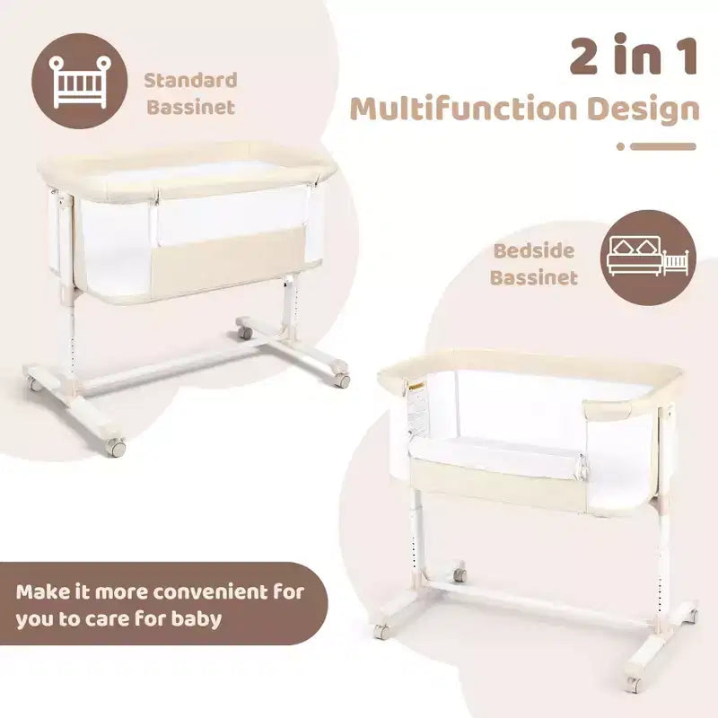 Berceau pour bébé avec roulettes 鈥?Beige / Gris / Rose, Cododo, pour 1 bébé