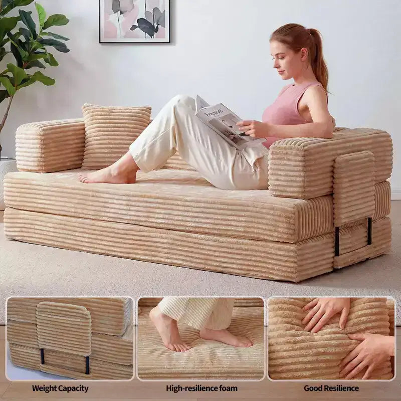 80,7 Canapé-lit convertible 5-en-1 – Corduroy, 544 kg, Aucun assemblage requis