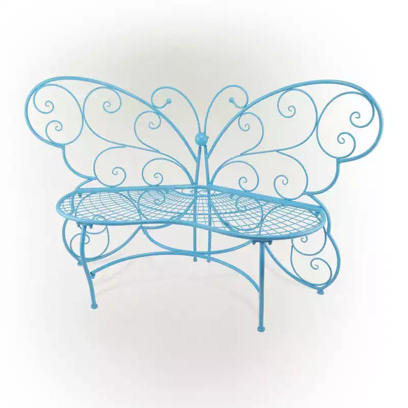 Banc d'extérieur papillon en métal de 38 po x 62 po, bleu - Alpine Corporation