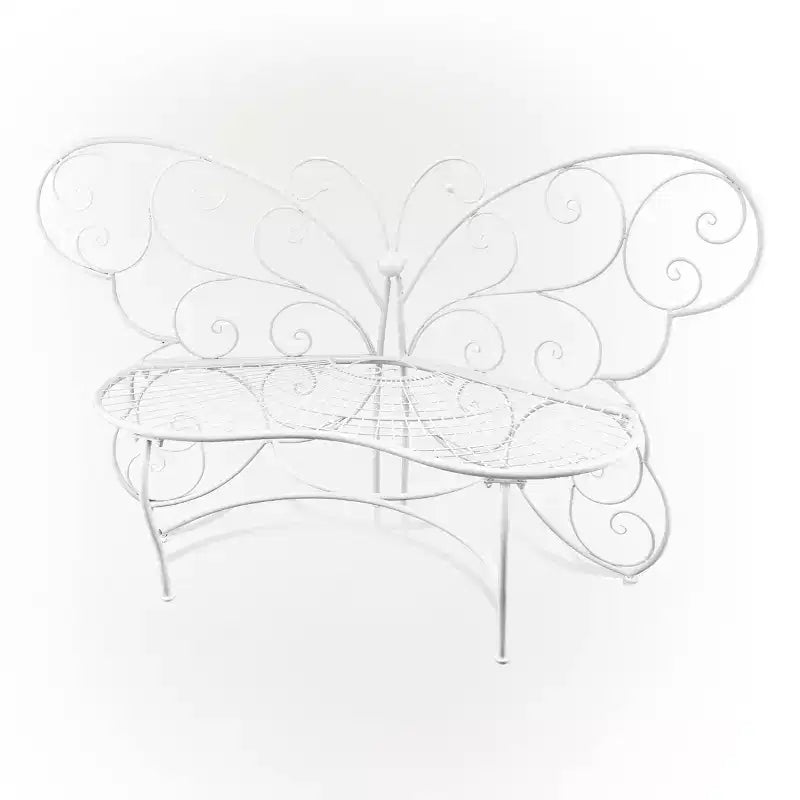 Banc d'extérieur en métal papillon 38" x 62" blanc - Alpine Corporation : Résistant aux intempéries, Siège de jardin
