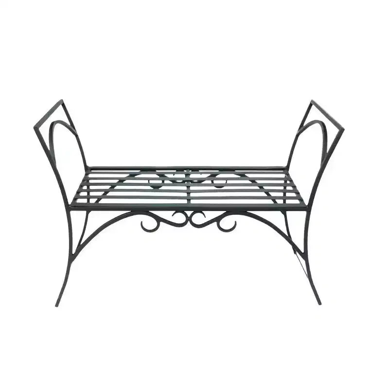 26.5" Wrought Iron Curved Arbor Bench Black - ACHLA Designs: Patio Seating, No Assembly Required