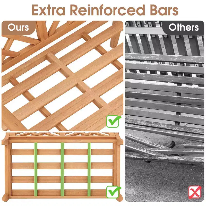 Banc de jardin extérieur Costway 2 places avec accoudoirs et dossier confortables en bois de teck