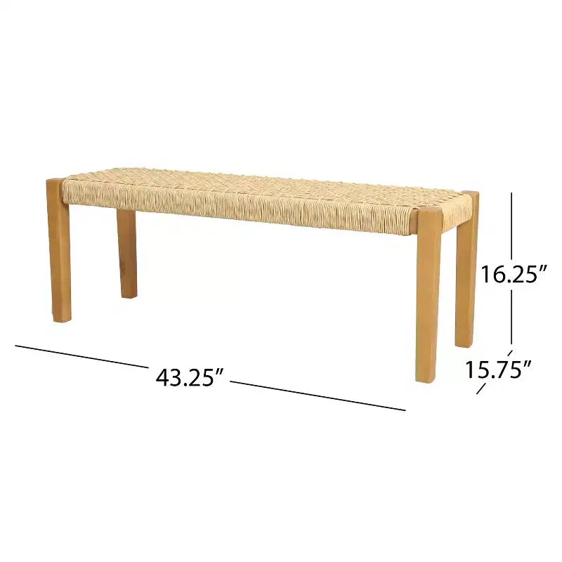 Banc d'extérieur Christopher Knight Home Angie 43 en bois d'acacia et osier, teck/marron