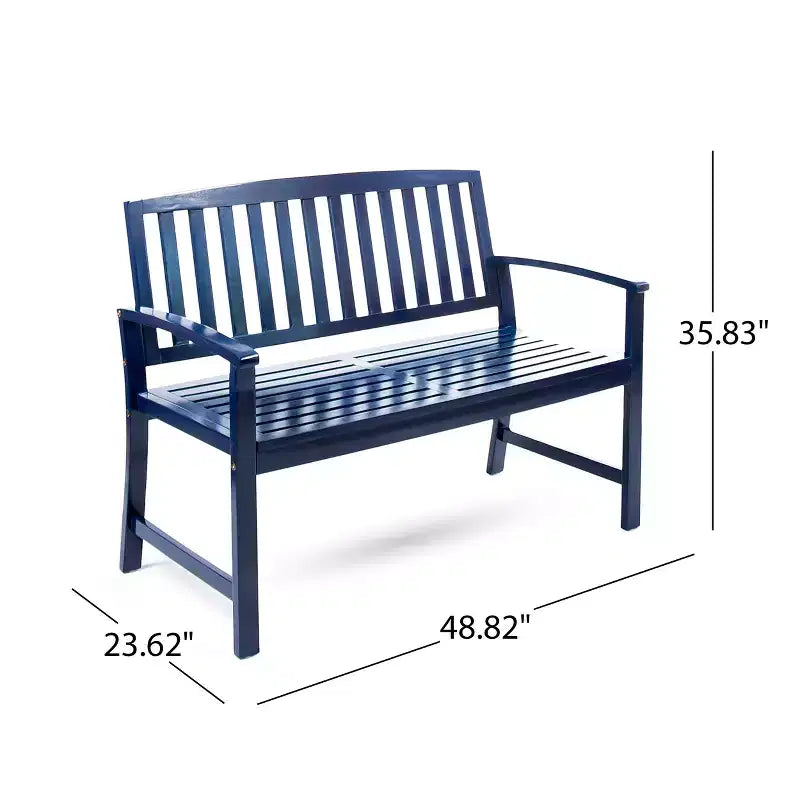 Christopher Knight Home Loja Banc en lattes en bois d'acacia d'extérieur 48 po, bleu marine