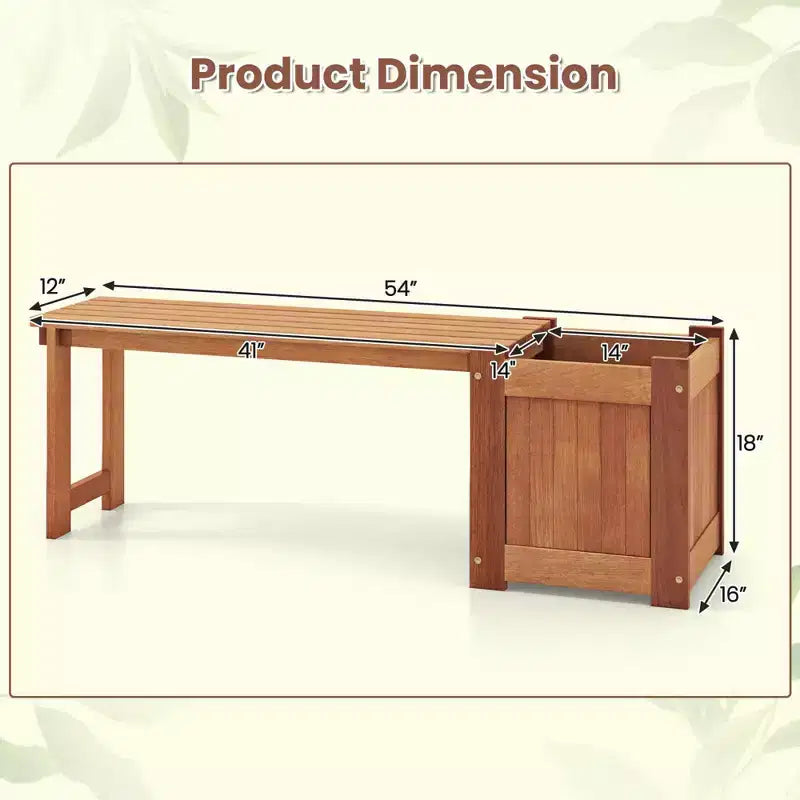 Costway 1/2 PCS Jardinière en Bois Dur avec Banc Siège Spacieux Fond Ouvert Parfait pour les Herbes Aromatiques
