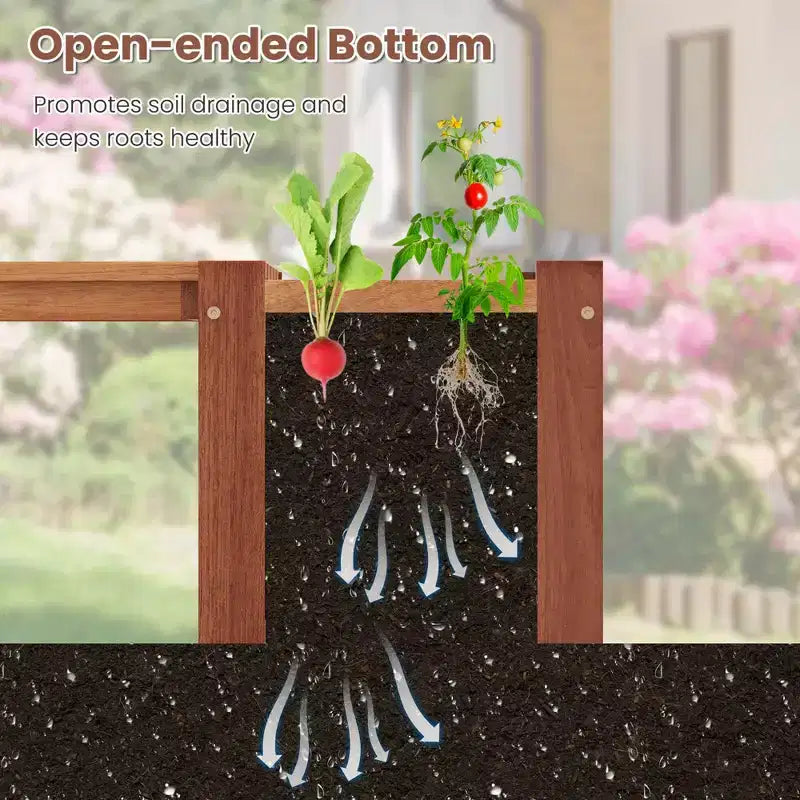 Costway 1/2 PCS Jardinière en Bois Dur avec Banc Siège Spacieux Fond Ouvert Parfait pour les Herbes Aromatiques