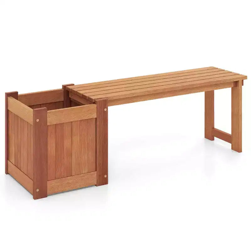 Costway 1/2 PCS Jardinière en Bois Dur avec Banc Siège Spacieux Fond Ouvert Parfait pour les Herbes Aromatiques