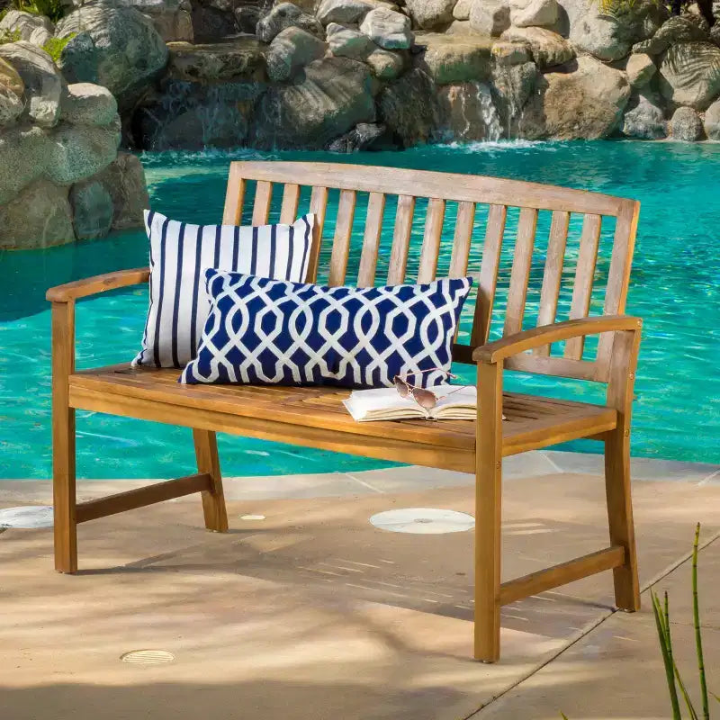 Banc d'extérieur à lattes en bois d'acacia GDFStudio Rubie 48
