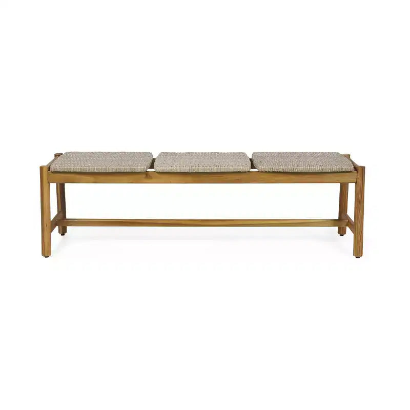 Banc 3 places d'extérieur en osier et bois d'acacia 61,5 Erick Christopher Knight Home