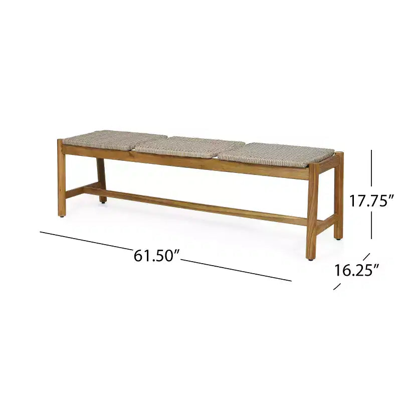 Banc 3 places d'extérieur en osier et bois d'acacia 61,5 Erick Christopher Knight Home