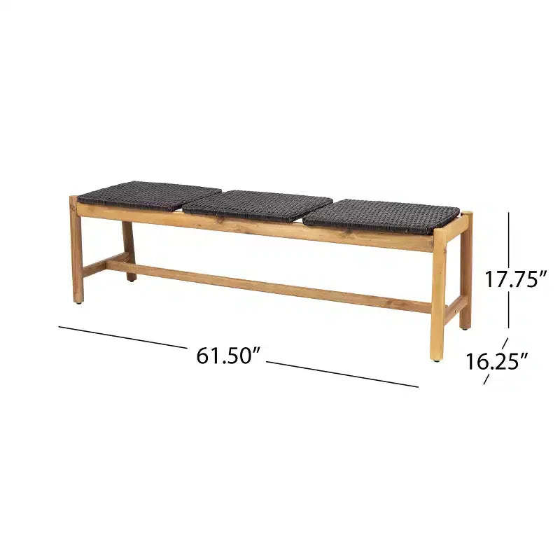 Banc 3 places d'extérieur en osier et bois d'acacia 61,5 Erick Christopher Knight Home