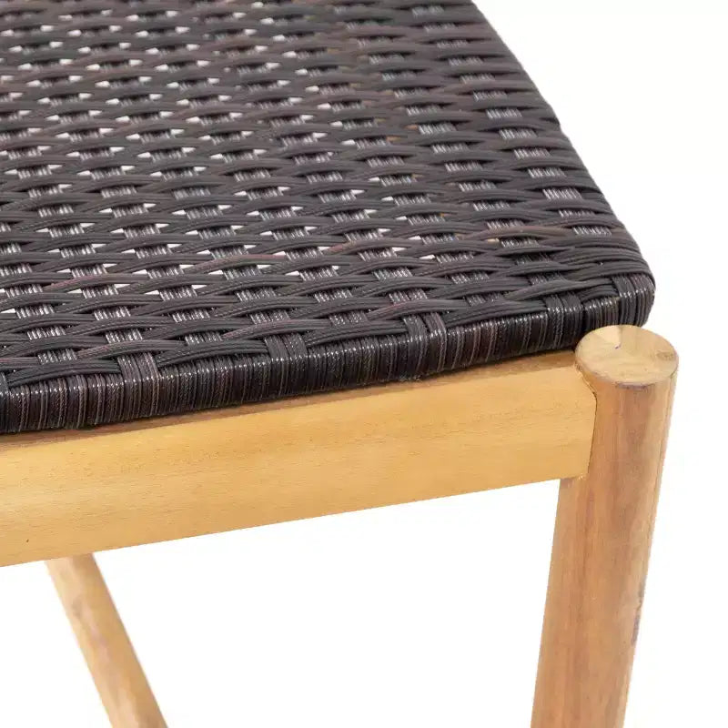 Banc 3 places d'extérieur en osier et bois d'acacia 61,5 Erick Christopher Knight Home