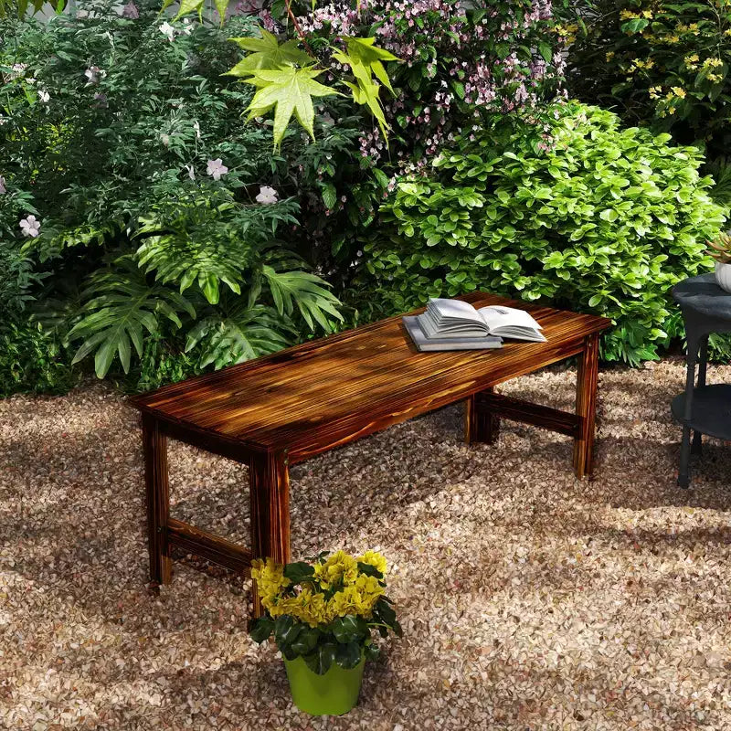 Outsunny Banc de jardin 2 places en bois, banc de terrasse à lattes, banc d'extérieur
