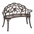 FDW Garden Bench with Intricate Rose Design Weather-Resistant Patio Yard Bench for Outdoor Seating, Bronze