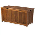 Plow & Hearth 49 Inch Wide Eucalyptus Wood Storage Box Lancaster Outdoor Furniture Collection