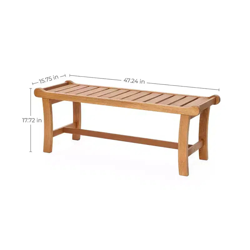 Banc d'extérieur rectangulaire en bois massif naturel LuxenHome de 120 cm de long