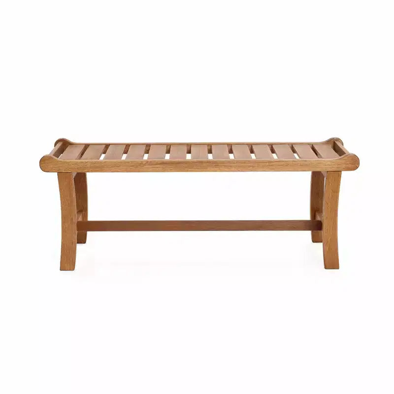 Banc d'extérieur rectangulaire en bois massif naturel LuxenHome de 120 cm de long