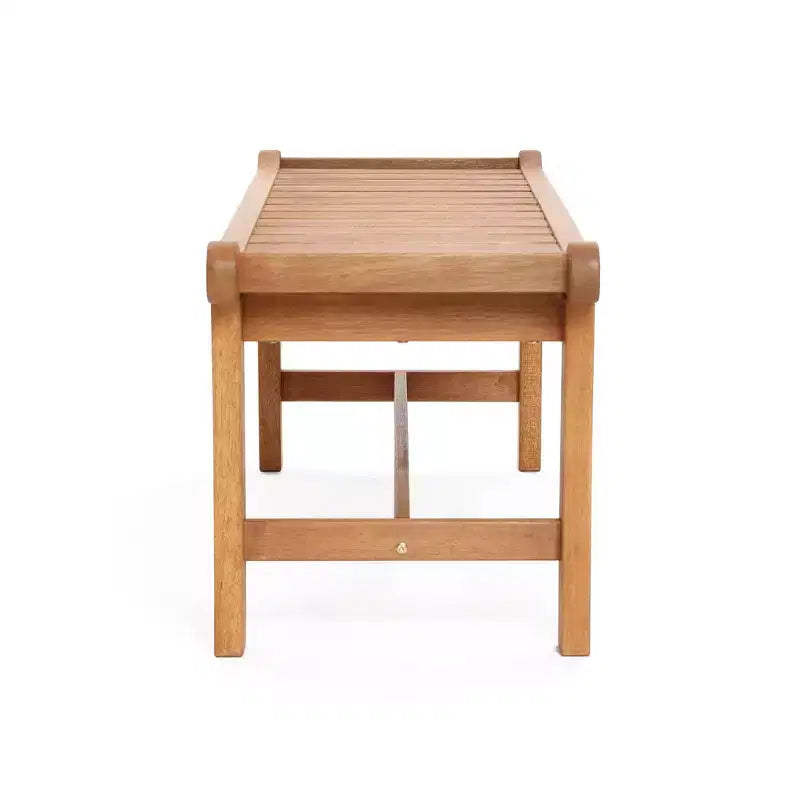 Banc d'extérieur rectangulaire en bois massif naturel LuxenHome de 120 cm de long