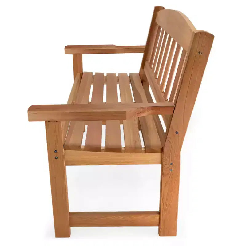 Banc de jardin de luxe en cèdre All Things Cedar de 51 po, chaise de jardin extérieure avec dossier pour patio, jardin et pelouse, naturel