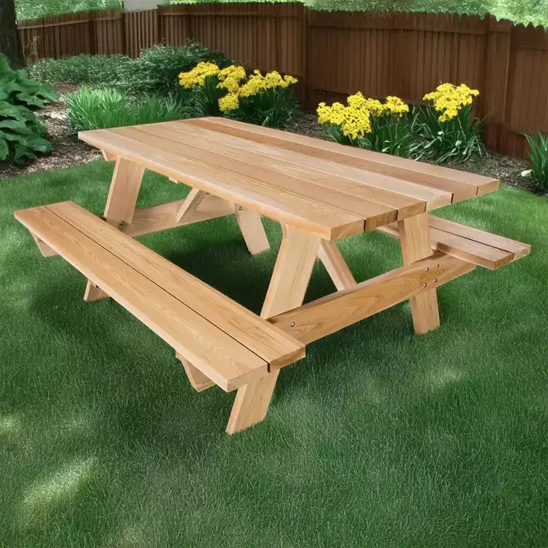 Table de pique-nique d'extérieur en cèdre de 1,8 m, banc de patio en bois fait à la main pour le camping, les fêtes dans le jardin ou les réceptions, cèdre rustique