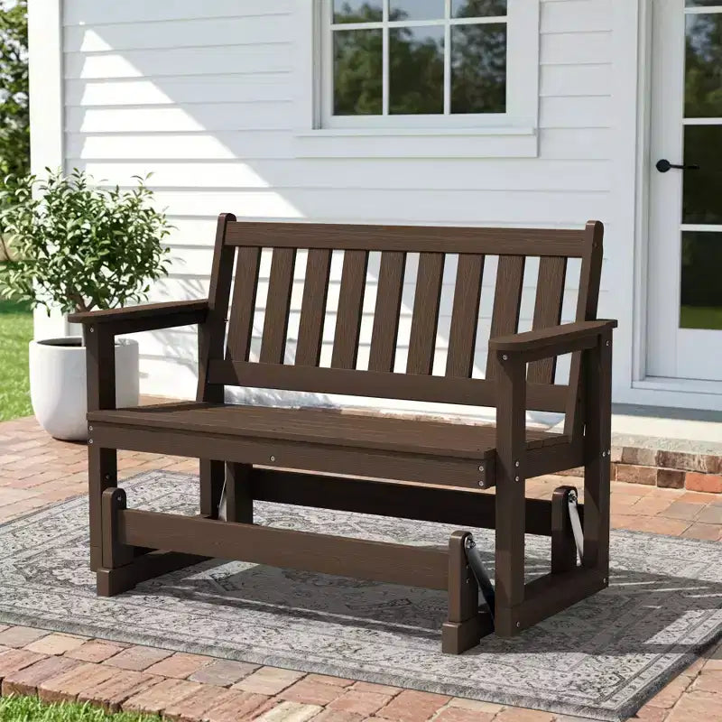 HYLEORY Fauteuil à bascule planeur d'extérieur, balancelle 2 places pour l'extérieur, causeuse 2 places en PEHD résistante aux intempéries, planeur de patio pour jardin ou porche