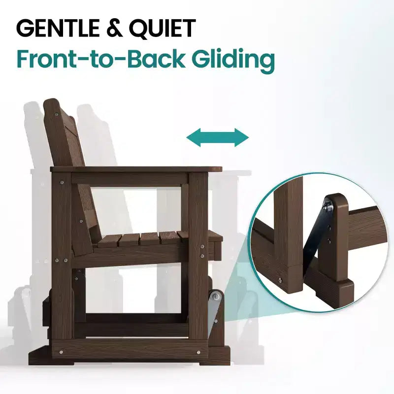 HYLEORY Fauteuil à bascule planeur d'extérieur, balancelle 2 places pour l'extérieur, causeuse 2 places en PEHD résistante aux intempéries, planeur de patio pour jardin ou porche
