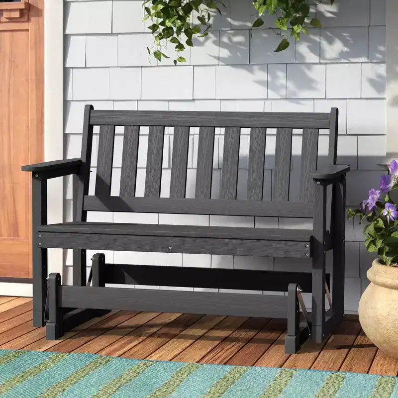 HYLEORY Fauteuil à bascule planeur d'extérieur, balancelle 2 places pour l'extérieur, causeuse 2 places en PEHD résistante aux intempéries, planeur de patio pour jardin ou porche