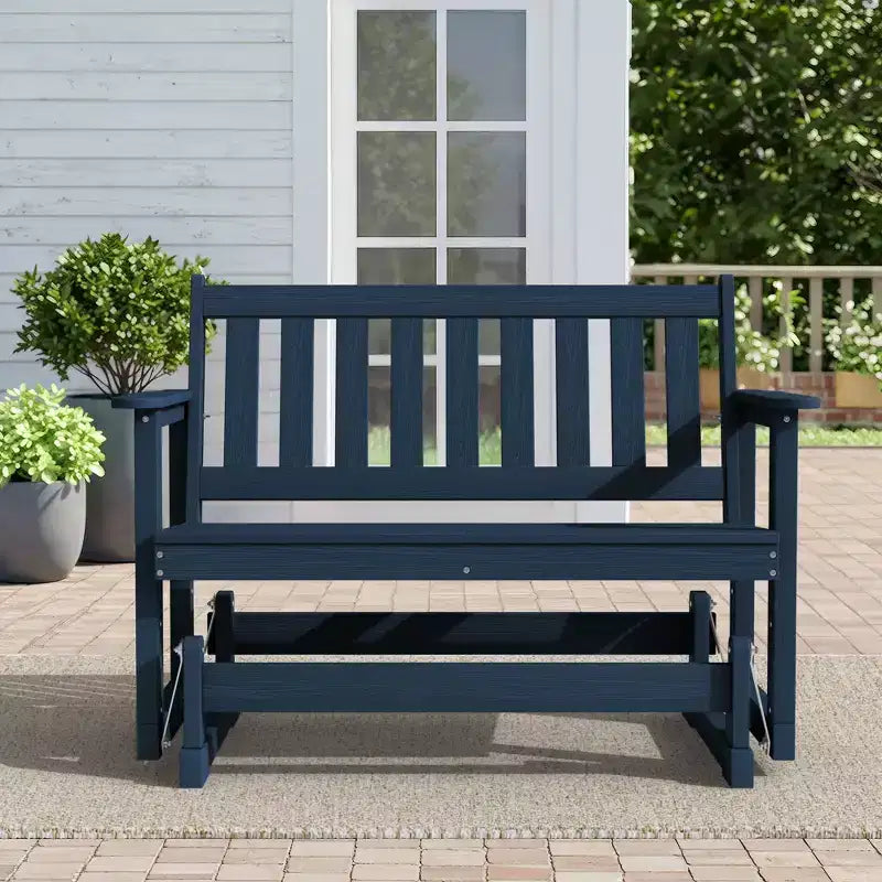 HYLEORY Fauteuil à bascule planeur d'extérieur, balancelle 2 places pour l'extérieur, causeuse 2 places en PEHD résistante aux intempéries, planeur de patio pour jardin ou porche