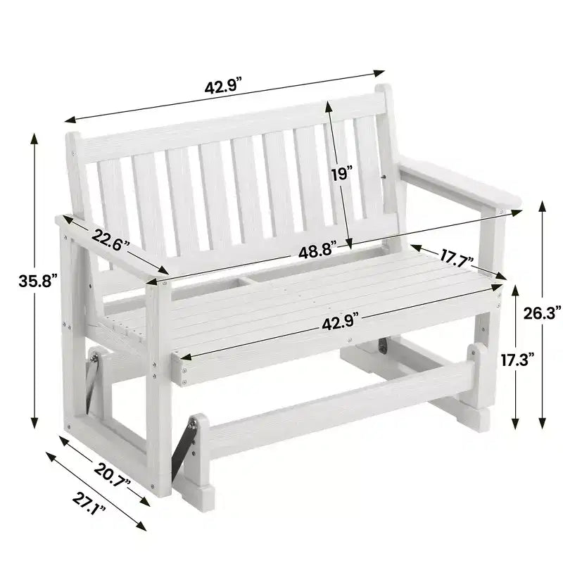 HYLEORY Fauteuil à bascule planeur d'extérieur, balancelle 2 places pour l'extérieur, causeuse 2 places en PEHD résistante aux intempéries, planeur de patio pour jardin ou porche