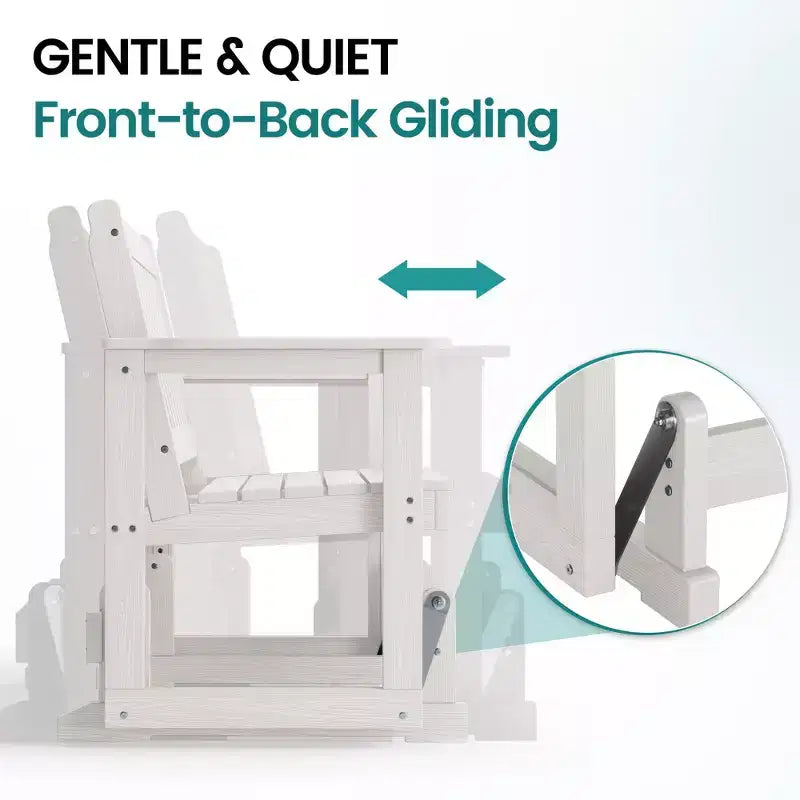 HYLEORY Fauteuil à bascule planeur d'extérieur, balancelle 2 places pour l'extérieur, causeuse 2 places en PEHD résistante aux intempéries, planeur de patio pour jardin ou porche