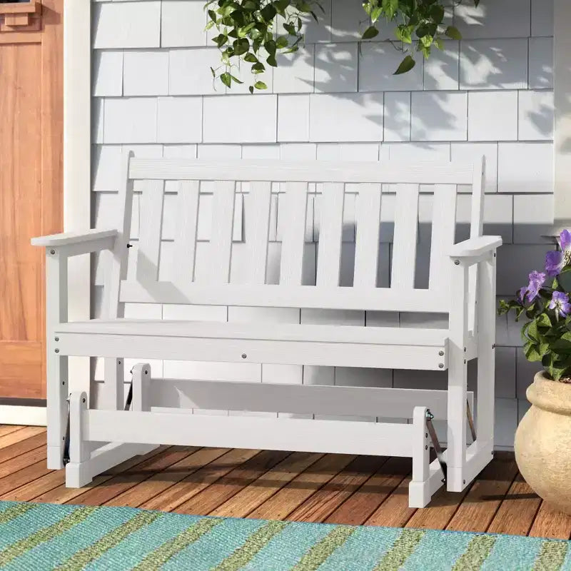 HYLEORY Fauteuil à bascule planeur d'extérieur, balancelle 2 places pour l'extérieur, causeuse 2 places en PEHD résistante aux intempéries, planeur de patio pour jardin ou porche