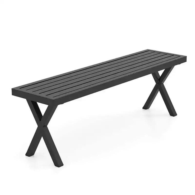 Banc de jardin Costway, 1 ou 2 pièces, en métal, de 137 cm, avec assise à lattes et pieds en X, sans dossier